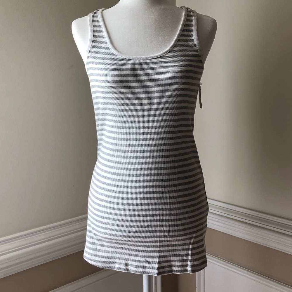 Oh baby Gray and white striped maternity Tank/ M